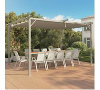 IDMarket - Pergola Toit rétractable 4 Pieds 3x4 M tonnelle Structure Beige et Toile Beige