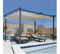 Pergola Toit Rétractable 4 Pieds 3x4 M Tonnelle Taupe
