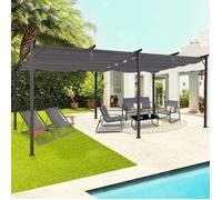 IDMarket Pergola toit rétractable 4 pieds 3 x 6 m tonnelle gris anthracite