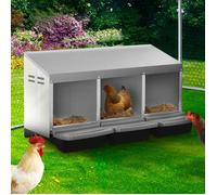 IDMarket - Pondoir pour Poules 3 emplacements nichoir en métal avec Fond