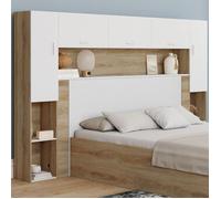 IDMarket - Pont de lit Bridget 226 cm avec rangements Bois et Blanc