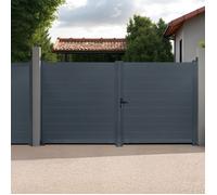 IDMARKET Portail battant 302 x 160 cm en aluminium gris anthracite