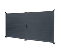 IDMarket - Portail battant 302x160 cm en aluminium gris anthracite