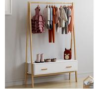 IDMarket - Portant Enfant tipi Leon 130 cm avec 1 Porte Blanc et Bois