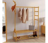 IDMarket - Portant vêtements bambou RITA avec porte-manteaux et étagères