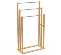 IDMarket - Porte-serviettes sur pied 3 niveaux RITA en bambou