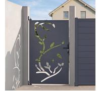 IDMarket - Portillon 100 x 160 cm en acier | Coloris gris anthracite avec motifs FLOWER