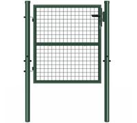 IDMARKET Portillon de jardin 105 x 100 cm en acier avec serrure et poignée vert