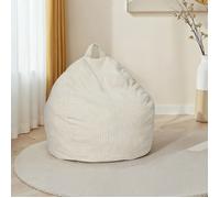 IDMarket - Pouf Poire Hortense en Velours côtelé Beige