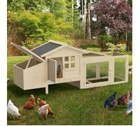 IDMarket - Poulailler sur pilotis avec enclos et pondoir en Bois, capacité jusqu'à 2 Poules