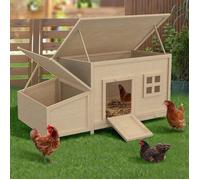 IDMarket - Poulailler Toit Plat pour Poules sur pilotis avec pondoir en Bois, capacité jusqu'à 6 Poules