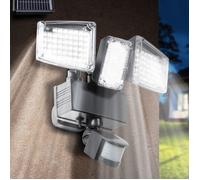 IDMarket Projecteur solaire 3 têtes 178 LED détecteur de mouvement Noir G