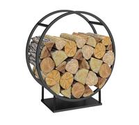 IDMARKET Range bûches rond 70 x 30 x 74 cm acier noir