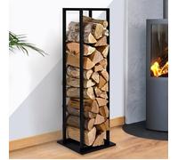IDMARKET Range bûches vertical acier noir avec étagère H.112 CM pour cheminée