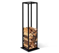 IDMarket - Range bûches Vertical Acier Noir avec étagère H.112 CM pour cheminée
