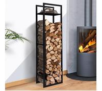 IDMARKET Range bûches vertical acier noir avec étagère H.170 CM pour cheminée