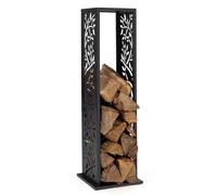 IDMarket - Range bûches Vertical Acier Noir Motif Arbre H.112 CM pour cheminée