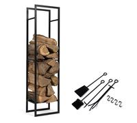 IDMarket - Range bûches vertical acier noir H.170 cm pour cheminée