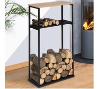 IDMARKET Range bûches vertical large avec 2 étagères 33 x 66 x 112 cm pour cheminée