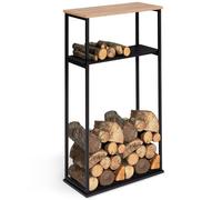 IDMarket - Range bûches Vertical Large avec 2 étagères 33 x 66 x 112 cm pour cheminée