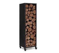 IDMarket - Range bûches Vertical Plein Acier Noir H. 119 CM pour cheminée avec roulettes