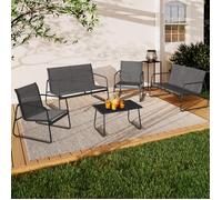 IDMarket - Salon de Jardin Bas Malaga 6 Places avec canapés, fauteuils et Table Gris Anthracite