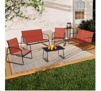 IDMARKET Salon de jardin bas MALAGA 6 places avec 2 canapés, fauteuils et table terracotta