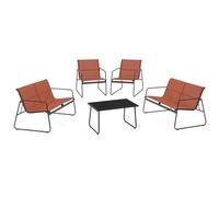 IDMarket – Salon de jardin bas Malaga 6 places Terracotta