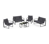 IDMarket – Salon de jardin Nairobi bas 6 places en acier gris anthracite