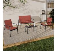 IDMarket Salon de jardin Bas Tolede 4 places avec canapé, fauteuils et table Terracotta