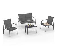 IDMarket - Salon de Jardin Bas TOLEDE 4 Places Gris Anthracite