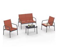 IDMarket Salon de jardin Bas Tolede 4 places avec canapé, fauteuils et table Terracotta