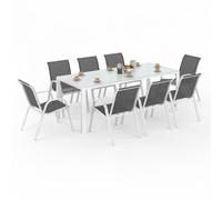 IDMarket - Salon de Jardin Madrid Table 190 cm et 8 chaises empilables