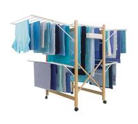 IDMarket - Séchoir à Linge Pliable Deluxe capacité 27M Blanc et Effet Bois