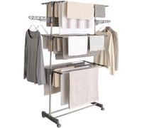 Séchoir à linge inox MAXIMA gris étendoir pliable Hauteur 145 cm
