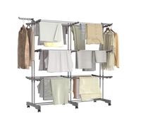 IDMarket – Séchoir à linge vertical pliable et extensible 3 niveaux Maxi capacité 40 m inox/gris