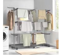 IDMARKET Séchoir à linge vertical pliable et extensible 3 niveaux MAXI capacité 40M inox et gris