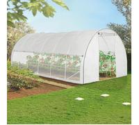 IDMarket - Serre Tunnel de Jardin 18M² Blanche relevable avec moustiquaire
