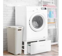 IDMARKET Support pour machine à laver 63 x 54 cm socle réhausseur en métal avec tiroir