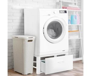 IDMARKET Support pour machine à laver 63 x 54 cm socle réhausseur en métal avec tiroir