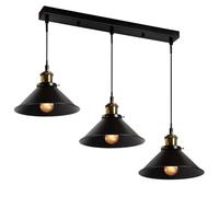 IDMarket - Suspension 3 lampes industrielles vintage en métal noir