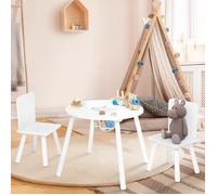 IDMARKET Table + 2 chaises enfant CANDICE avec espace de rangement en bois blanc