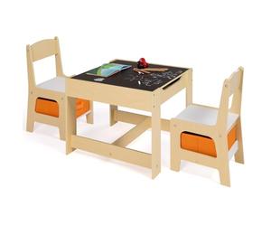 IDMarket - Table à Dessin réversible + 2 chaises Gabriel avec bacs de Rangement