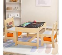 IDMarket – Table à dessin réversible avec 2 chaises Gabriel – bacs de rangement – bois façon hêtre