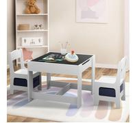IDMarket – Table à dessin réversible + 2 chaises Gabriel – Blanc – bacs de rangement