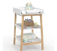 IDMarket - Table à Langer MAHE avec 2 étagères façon hêtre et Blanc