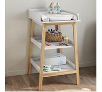 IDMarket – Table à langer MAHE avec 2 étagères façon hêtre – Blanc