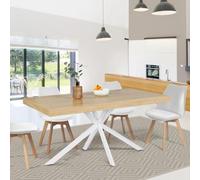 IDMarket - Table à Manger Rectangle Alix 8 Personnes Pied araignée Bois et Blanc 160 cm