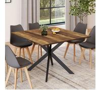 IDMarket Table à manger Alix Hawkins carrée 8 personnes pied araignée noir plateau bois foncé 110 cm