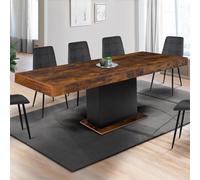 IDMarket - Table à manger extensible rectangulaire EDEN - Bois vieilli/noir - 6-10 pers. - 160-200cm